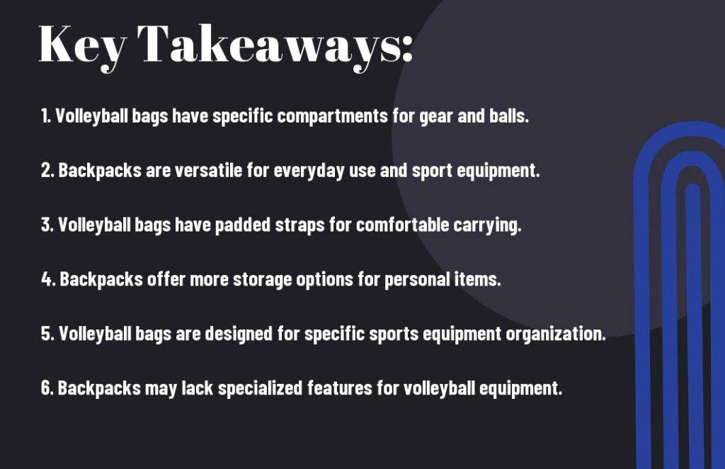 Comparison of volleyball bags and backpacks