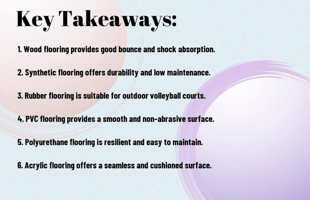 What materials are used for volleyball court flooring?
